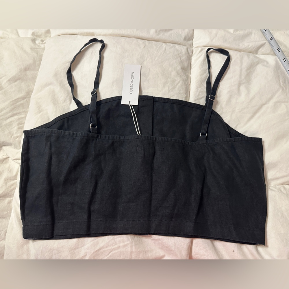 Outerknown Eclipse Tank Women's Black Button-Up Linen Crop Top - NWT - Size L - Picture 5 of 10